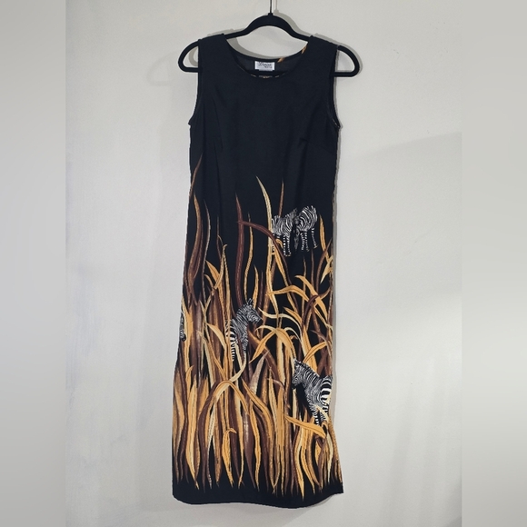 Darian Black Brown Resort Midi Sheath Dress - Picture 1 of 7